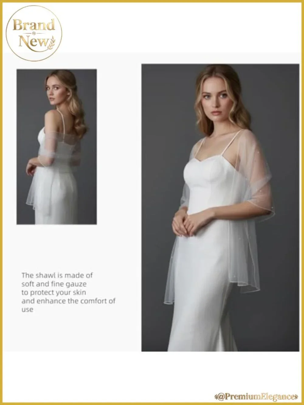 Pearl Bridal Shawl Tulle Wrap for Evening Dress